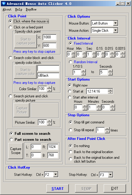 Advanced Mouse Auto Clicker Main Form